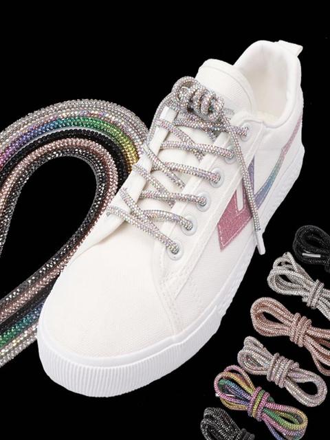 Luxury Rhinestone Shoelaces Rainbow Diamond Shoe Laces Sneakers Laces Shoes  Round Shoelace 100/120/140/160CM DIY Strings 1Pcs - AliExpress